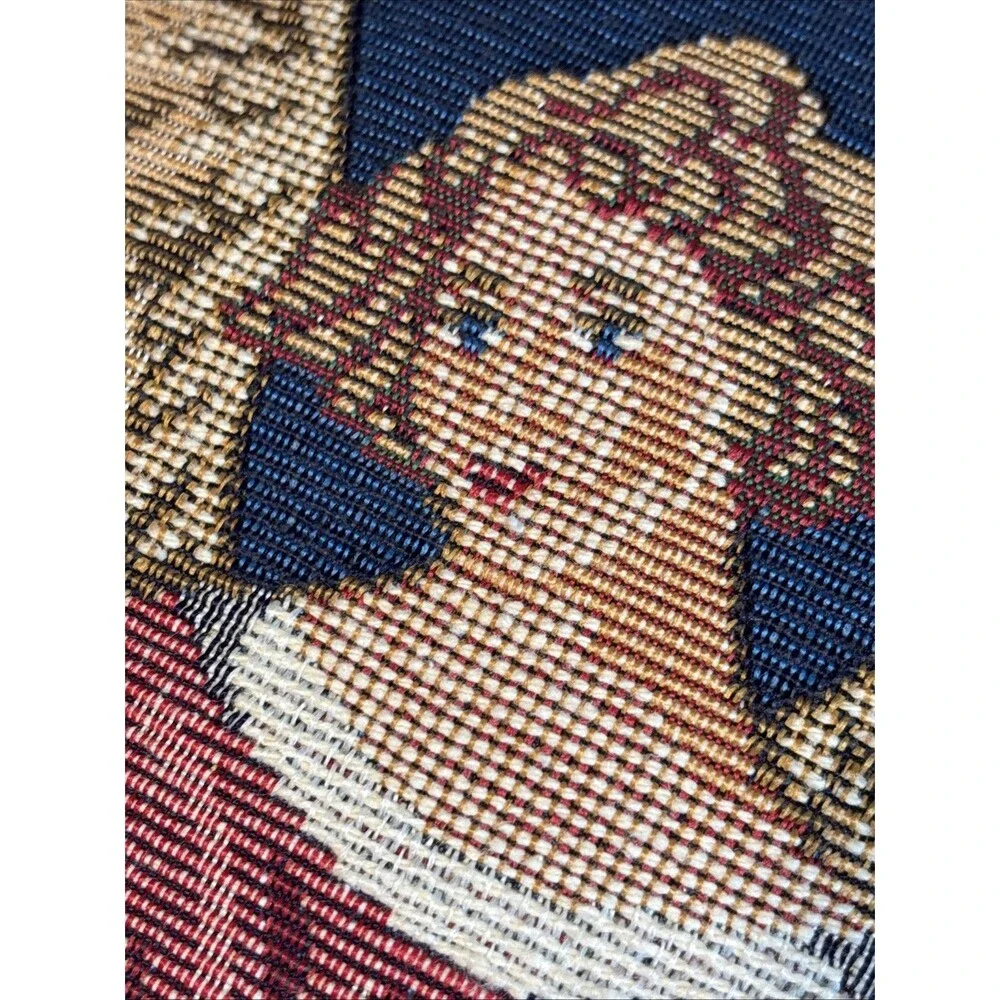 Tapestry Victorian Angel Christmas Holiday Decor Throw Pillow Rectangle 16 x 12